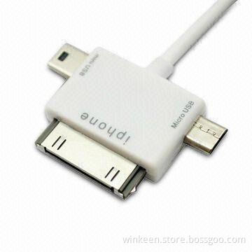 New 3-in-1 Retractable USB Cable for iPhone/iPod/HTC/RIM's BlackBerry from China Professional Factor
